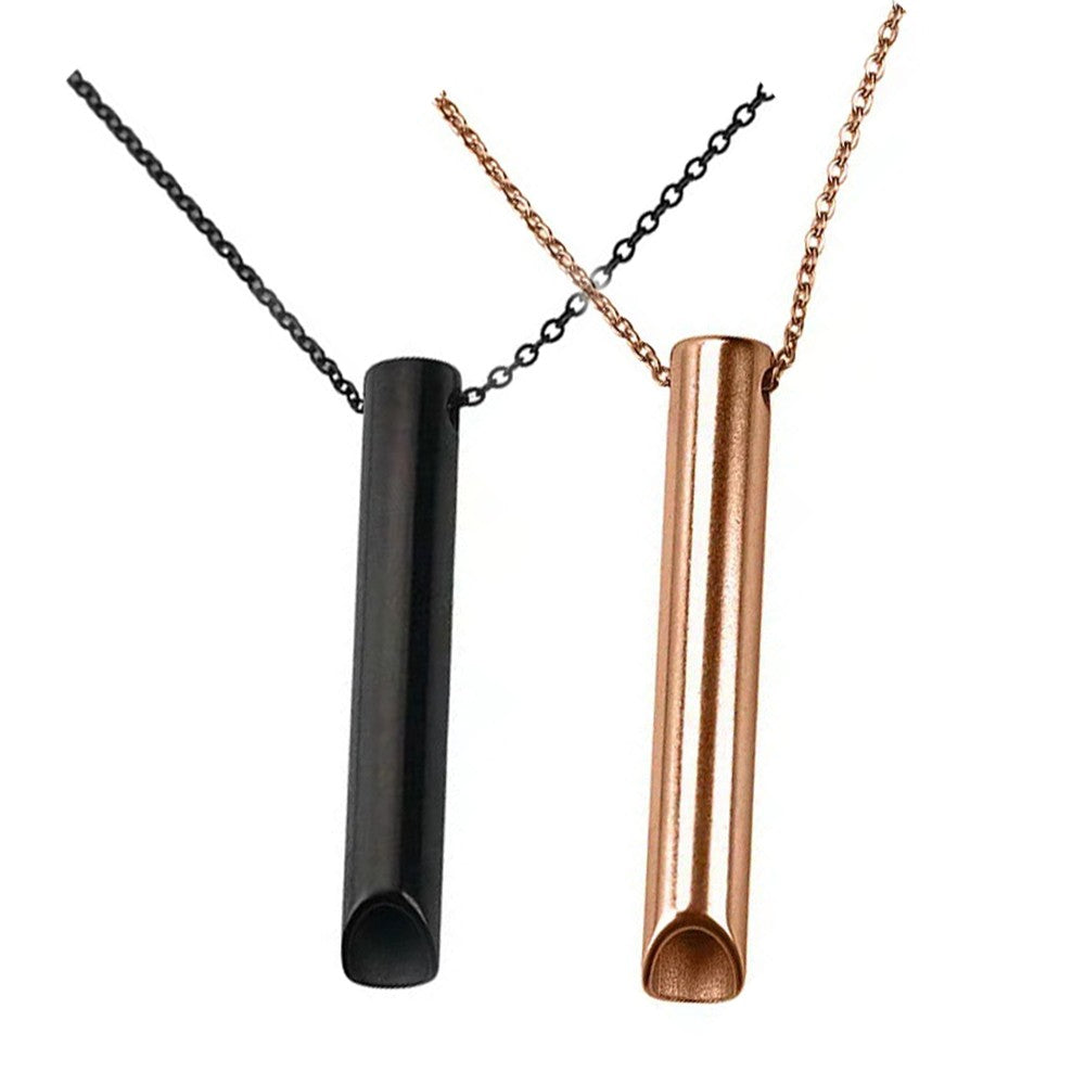 2Pcs Mindful Breathing Necklace Anxiety Stress Relief Tool - Rose Gold+Black