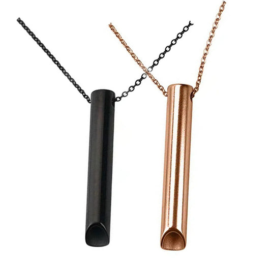 2Pcs Mindful Breathing Necklace Anxiety Stress Relief Tool - Rose Gold+Black