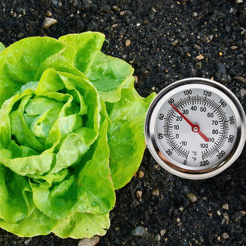 Stainless Steel Compost Soil Thermometer Probe - Celsius and Fahrenheit Dial