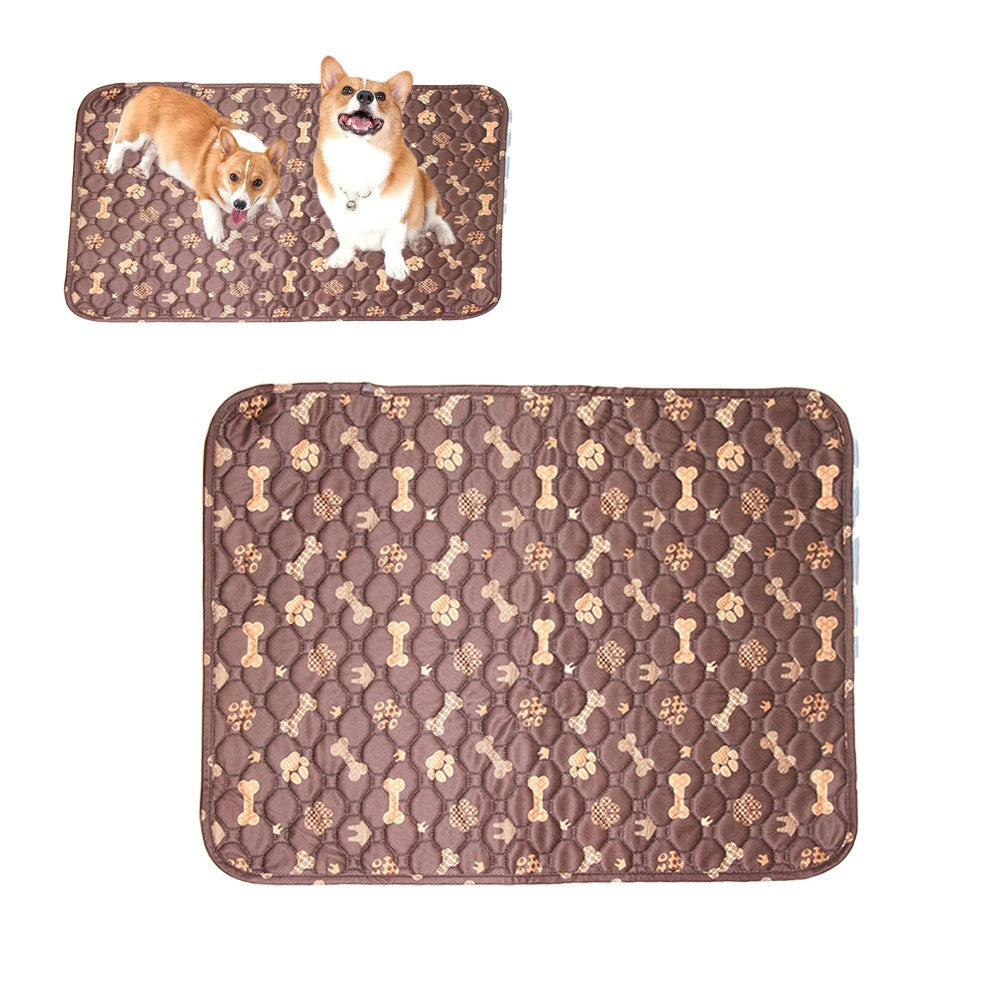 100x70cm Washable Dog Pee Pad Puppy Pee Training Absorbent Mat - Brown Print