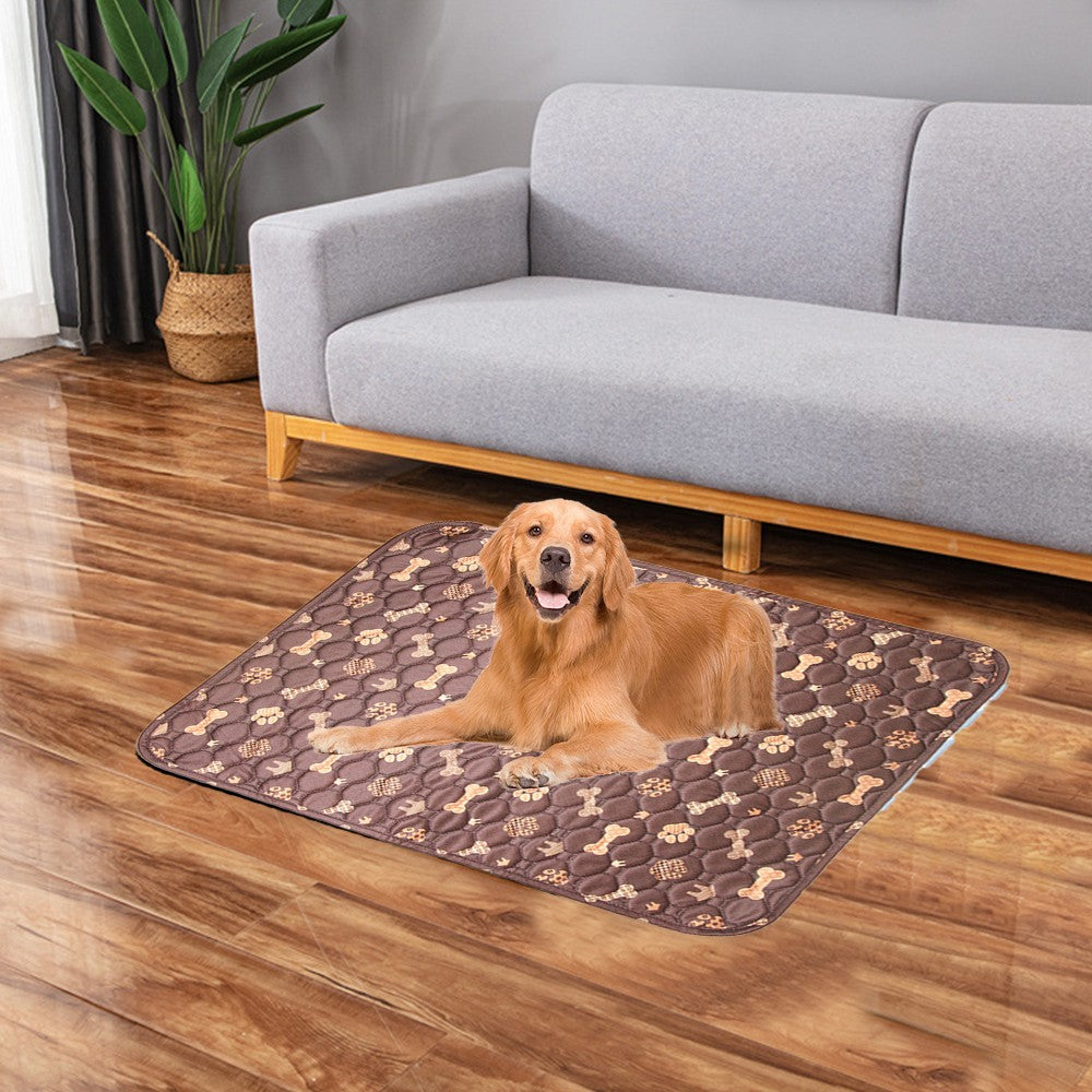 100x70cm Washable Dog Pee Pad Puppy Pee Training Absorbent Mat - Brown Print