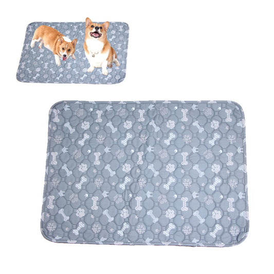 100x70cm Washable Dog Pee Pad Puppy Pee Training Absorbent Mat - Grey Print