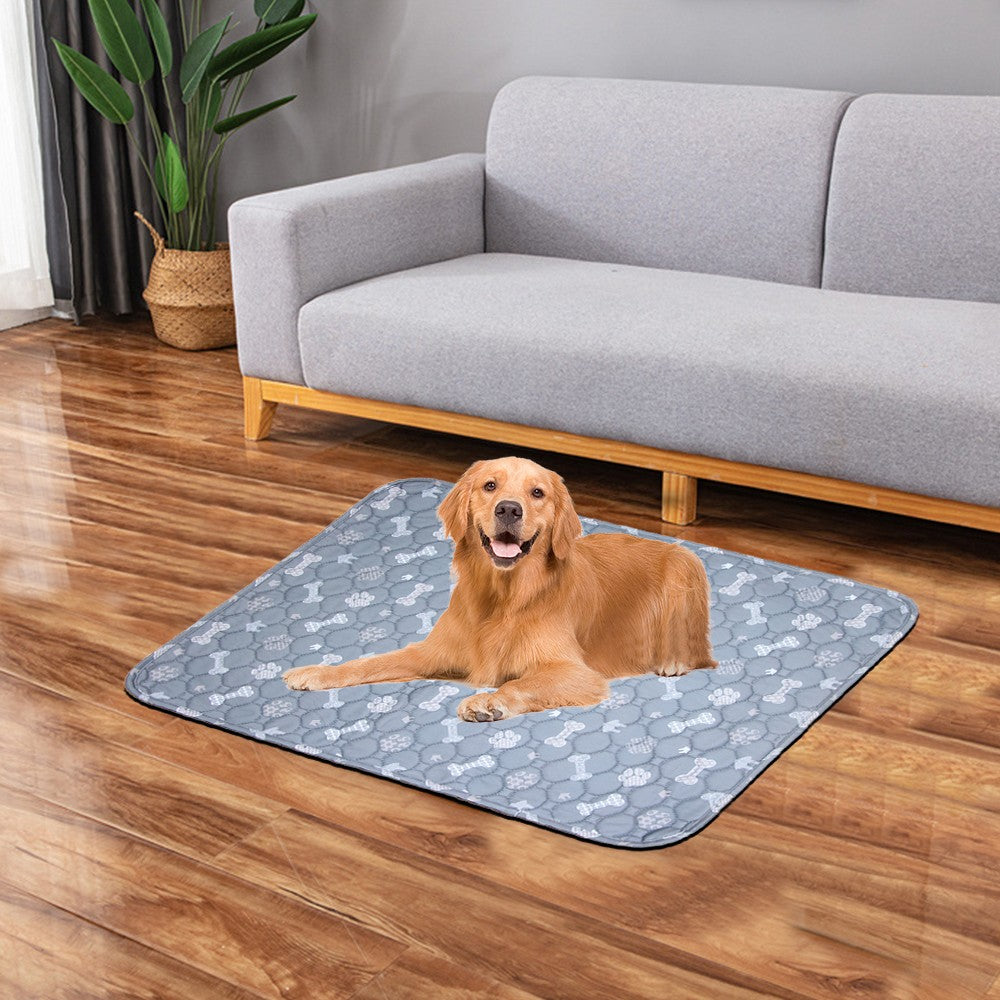 100x70cm Washable Dog Pee Pad Puppy Pee Training Absorbent Mat - Grey Print
