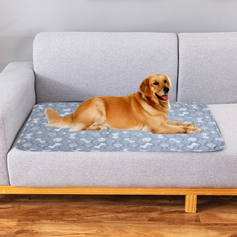 100x70cm Washable Dog Pee Pad Puppy Pee Training Absorbent Mat - Grey Print