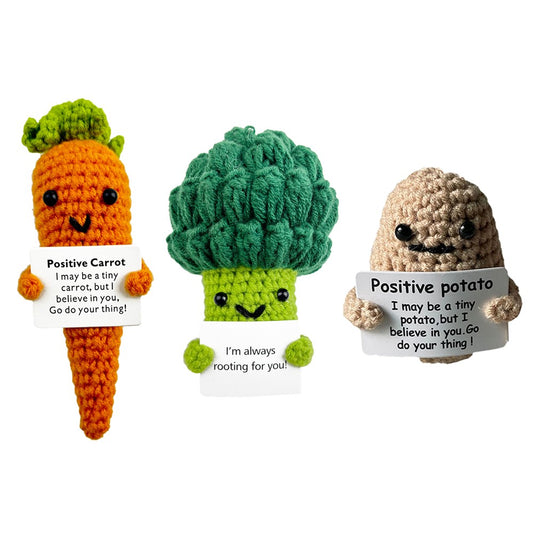 3Pcs Mini Positive Crochet Doll with Positivity Affirmation Card