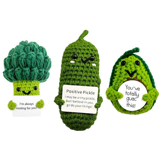 3Pcs Mini Positive Crochet Doll with Positivity Affirmation Card