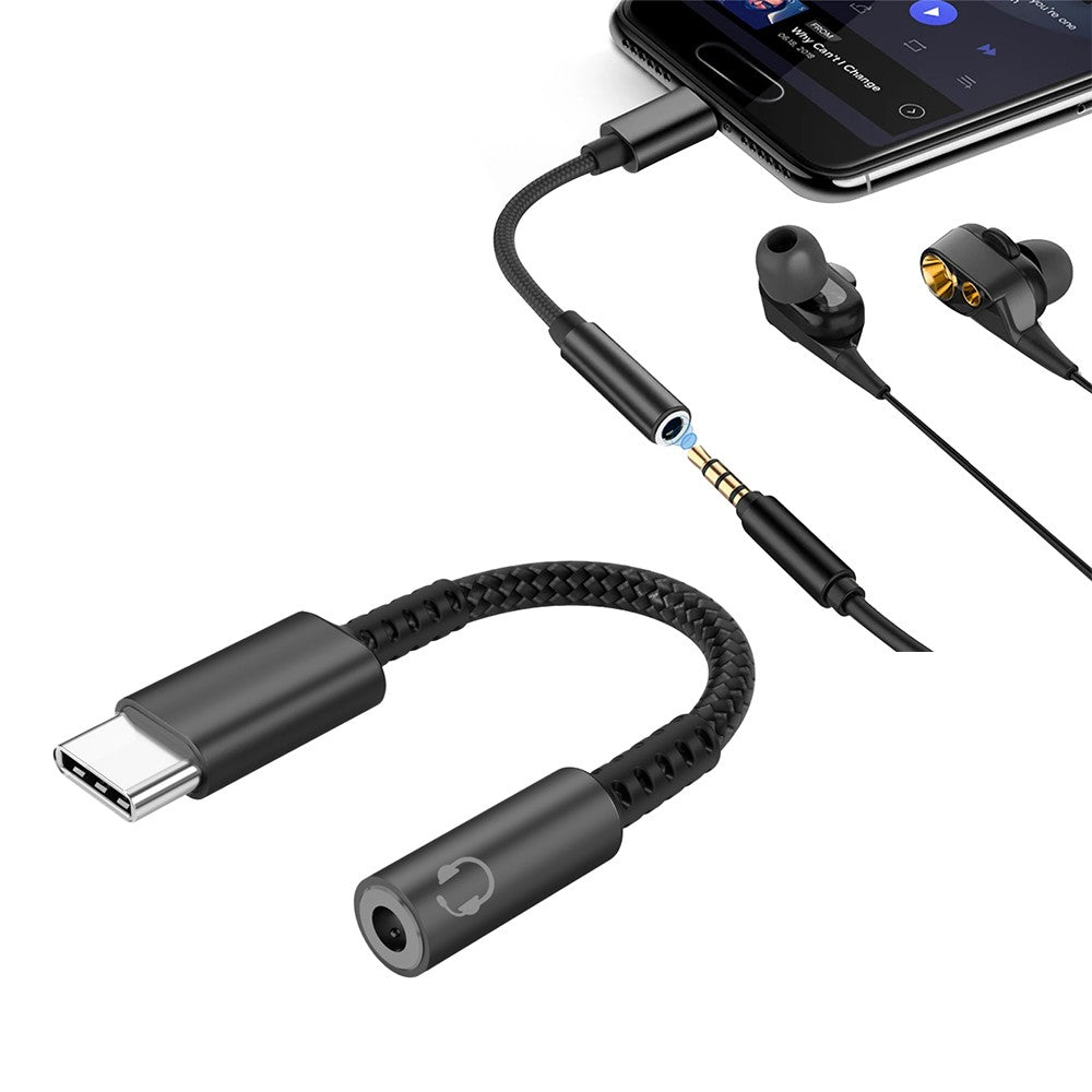 1Pc USB Type C to 3.5mm Female Headphone Jack Adapter AUX Speaker Audio Cable