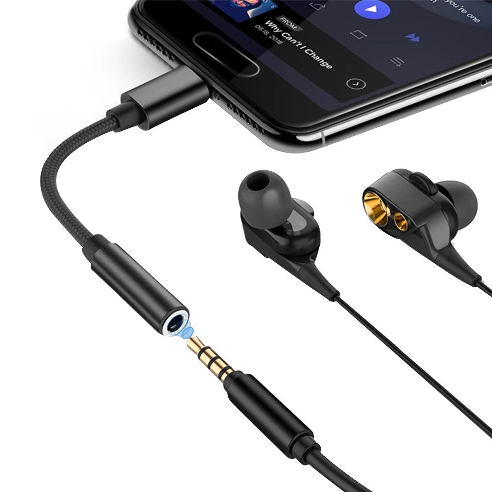 2Pcs USB Type C to 3.5mm Female Headphone Jack Adapter AUX Speaker Audio Cable