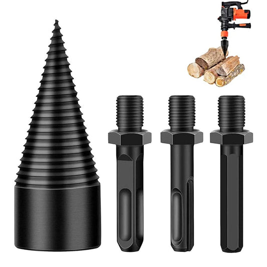 32mm Firewood Drill Bit Wood Log Splitter with 3 Removable Drilling Handles