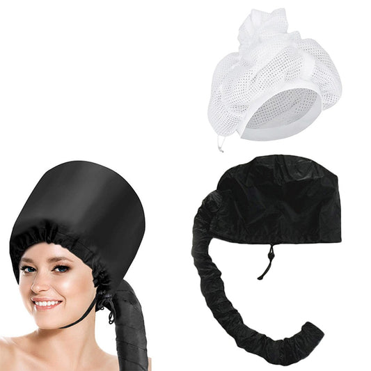Black Hair Drying Cap with Adjustable Net Plopping Cap for Drying Curly Hair