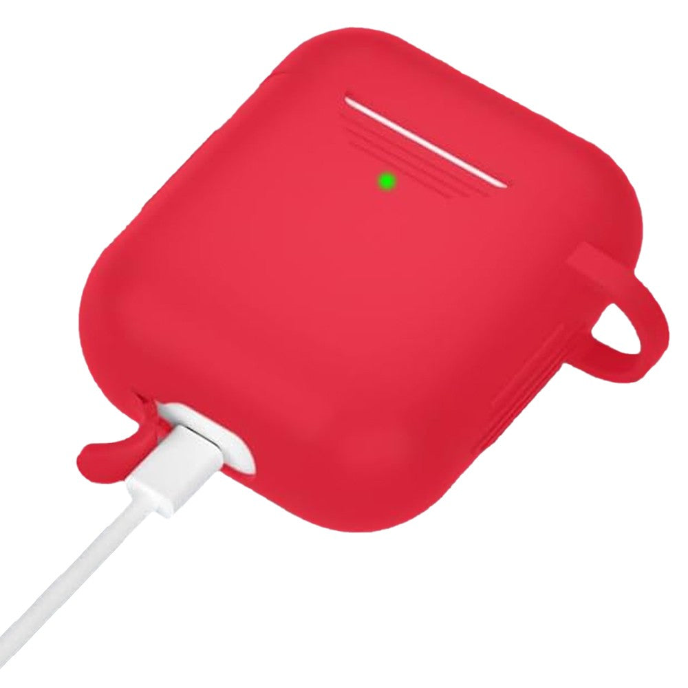 For AirPods 1st and 2nd Gen Silicone Protective Case with Cleaner Kit - Red