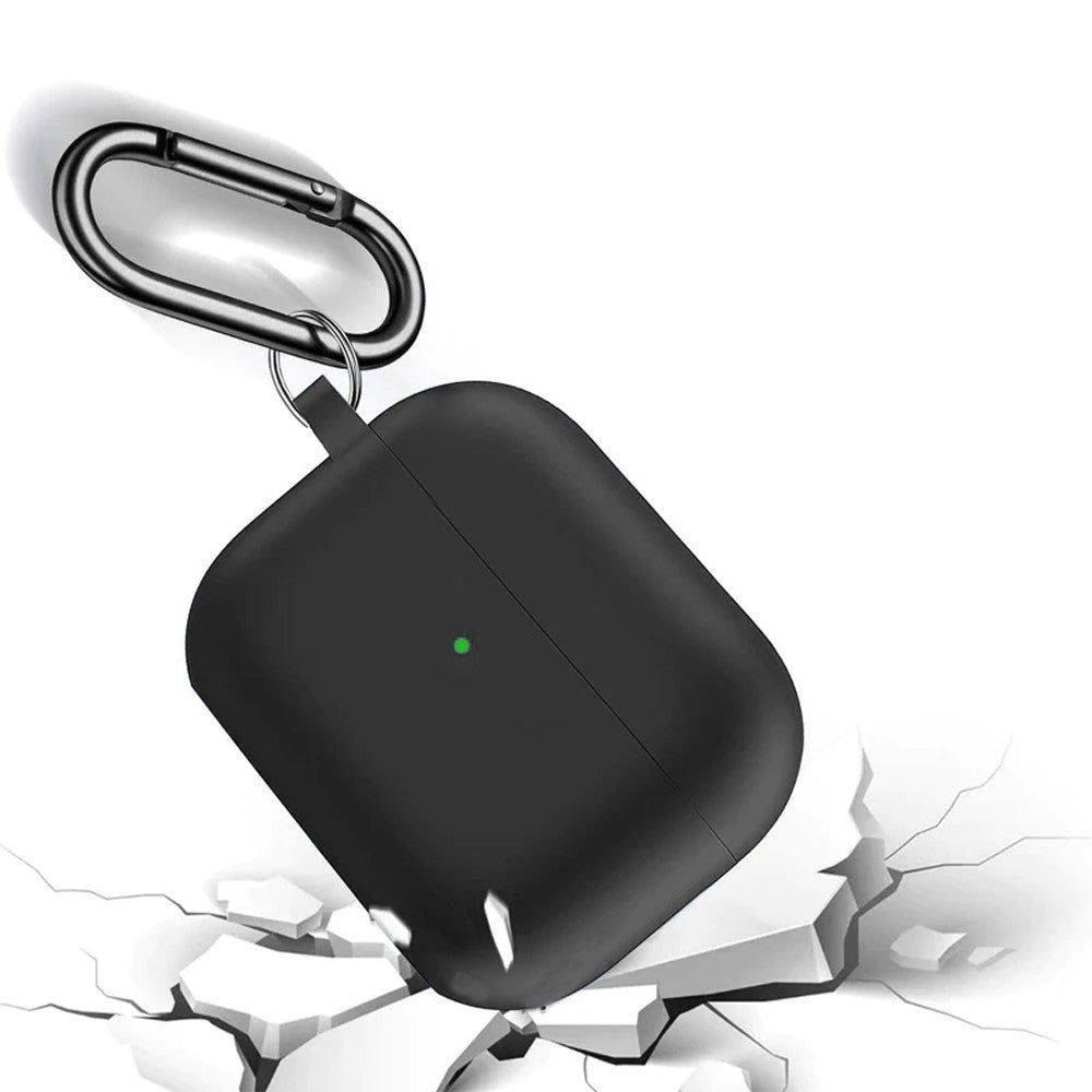 For AirPods 3rd Gen Silicone Protective Case with Cleaner Kit and Keychain-Black