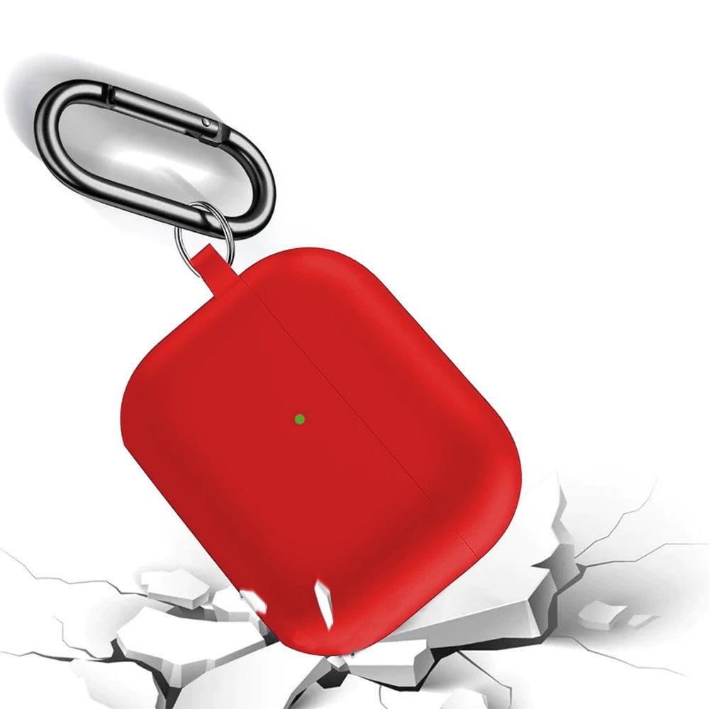 For AirPods 3rd Gen Silicone Protective Case with Cleaner Kit and Keychain-Red