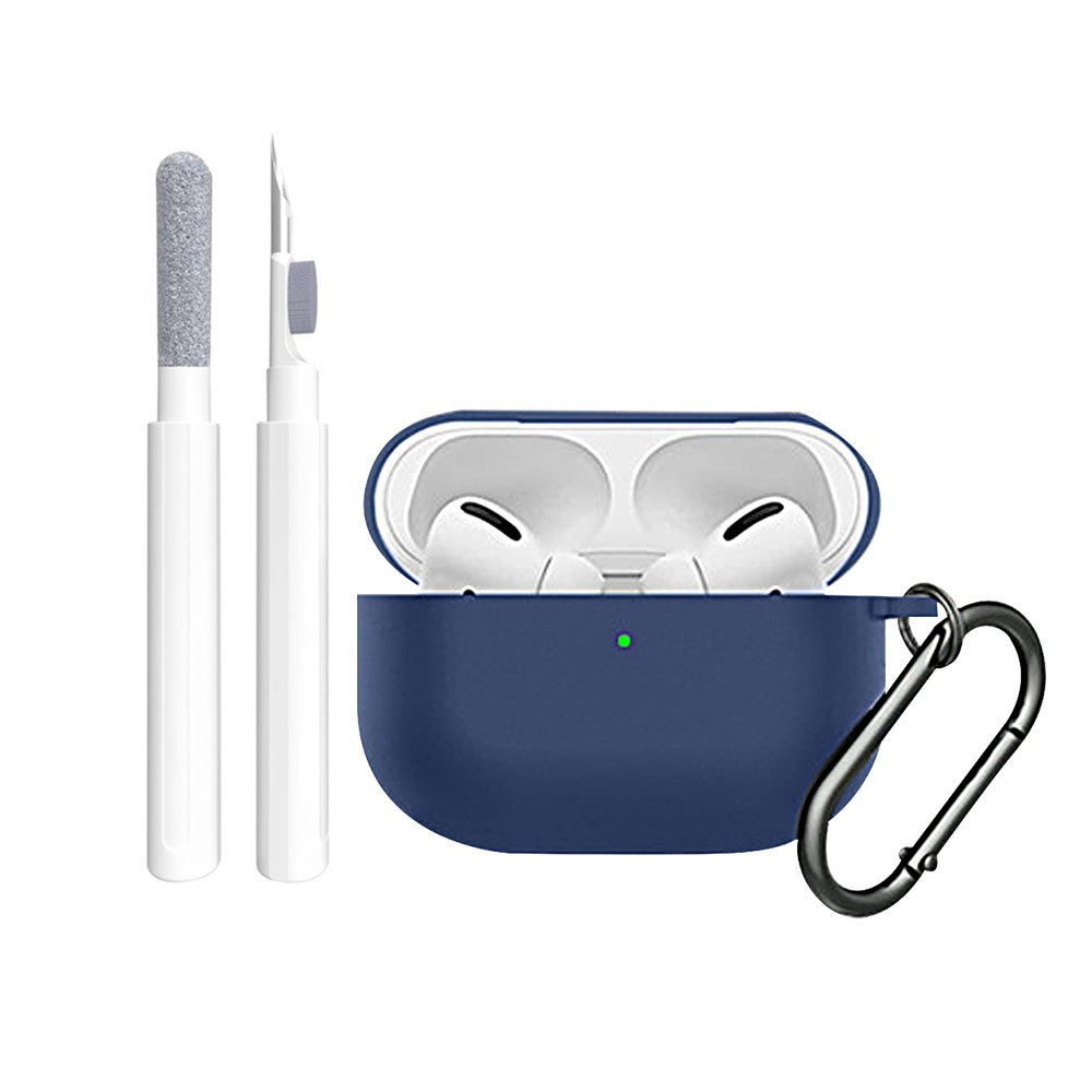 For AirPods Pro Silicone Protective Case with Cleaner Kit and Keychain - Blue