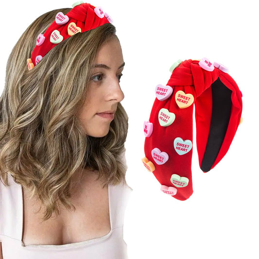 Knotted Headband Wide Top Knot Headband Hair Accessories - Red