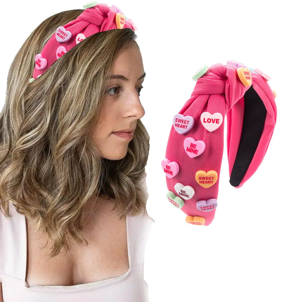 Knotted Headband Wide Top Knot Headband Hair Accessories - Rose Red