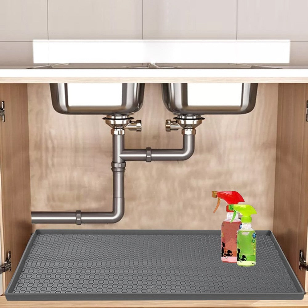 Silicone Under Sink Mat Water-resistant Cabinet Shelf Tray for Kitchen Cabinets