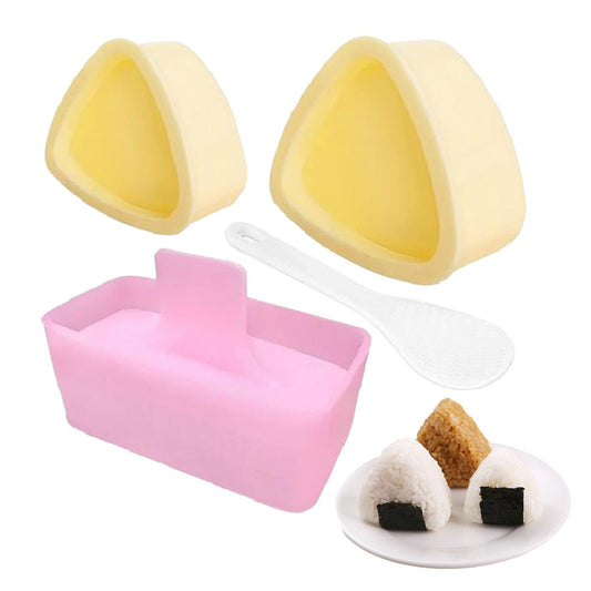 3-Piece Musubi Maker Triangle Onigiri Mold Kit with Rice Spoon