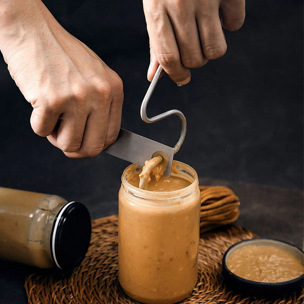 2Pcs Peanut Butter Stirrer Stainless Steel Nut Butter Stirring Tool with Scraper