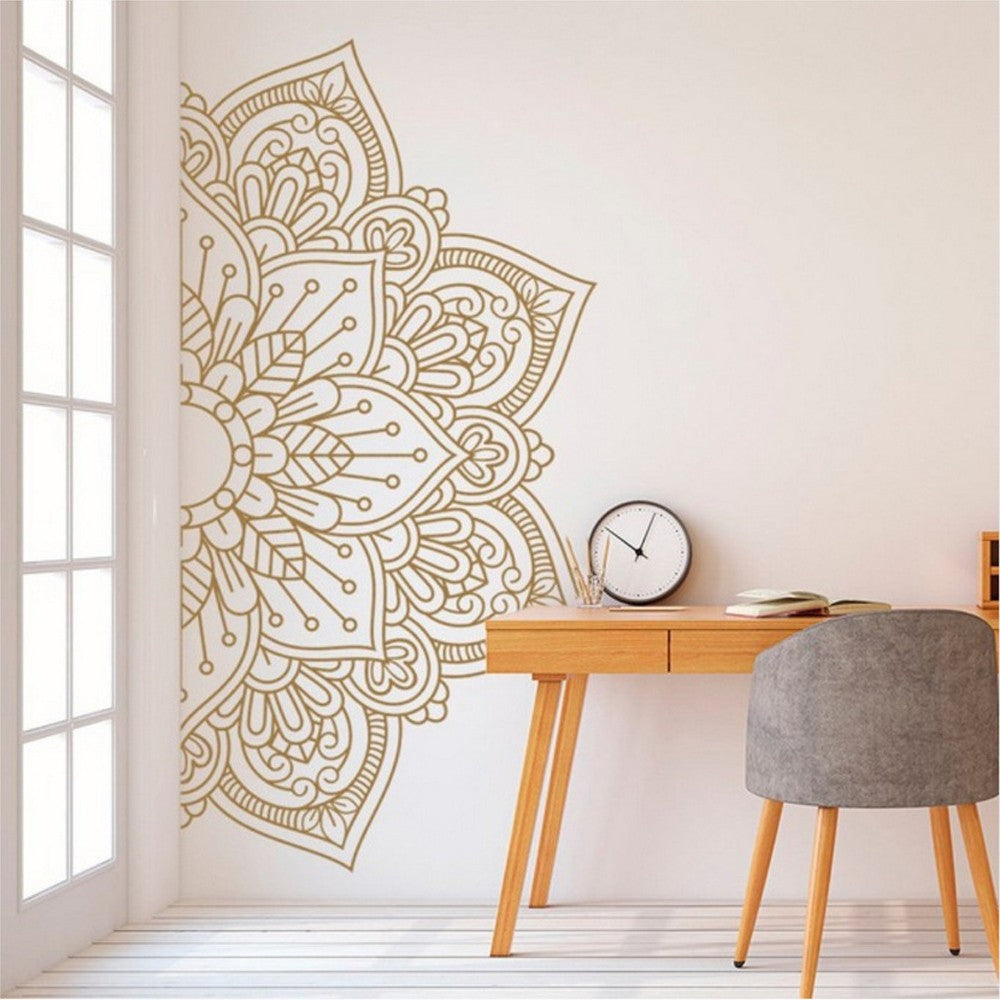114x57cm Mandala Flower Half-Wall Sticker PVC Wall Art Decal Home Decor - Gold