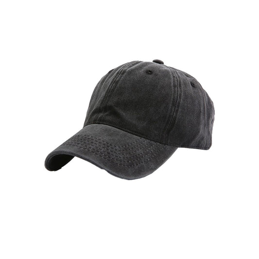 Casual Baseball Cap Adjustable Classic Plain Golf Sport Hat - Washed Black