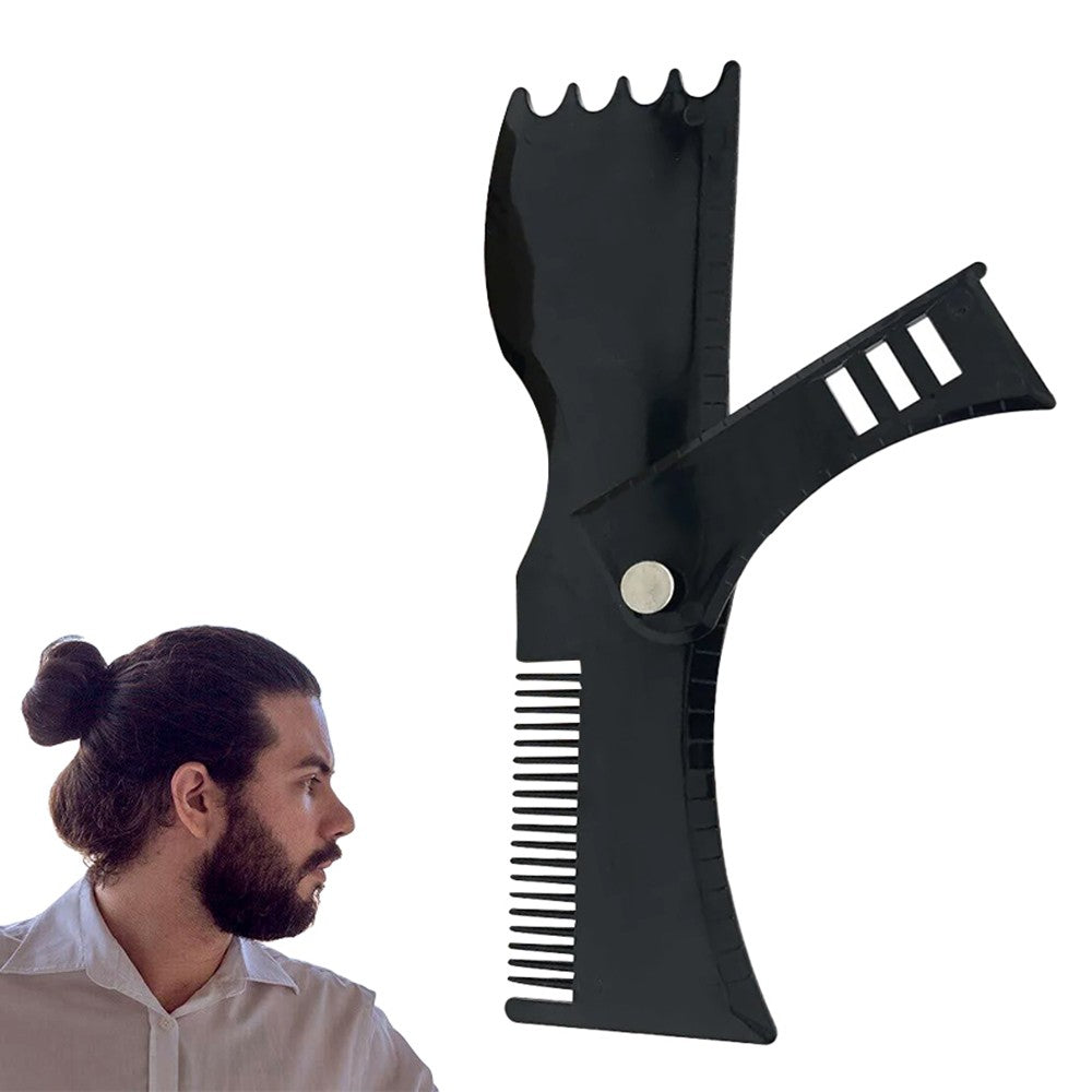 Mens Beard Shaping Tool Beard Trim Template Comb Trimming Shaper - Black