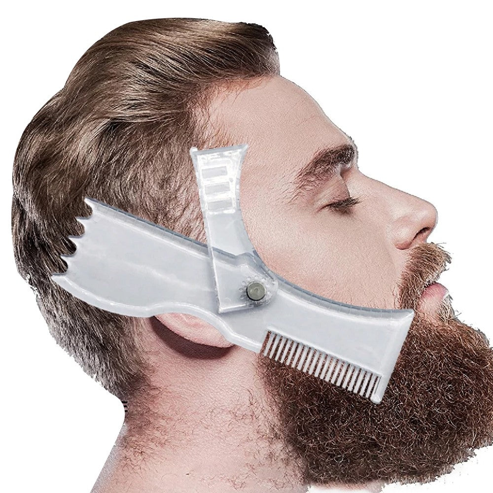Mens Beard Shaping Tool Beard Trim Template Comb Trimming Shaper - Transparent