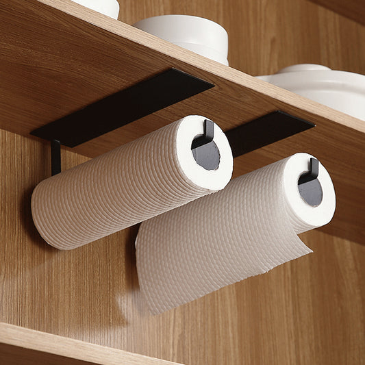 Wall Mount Paper Towel Holder with Self Adhesive for Kitchen - Black