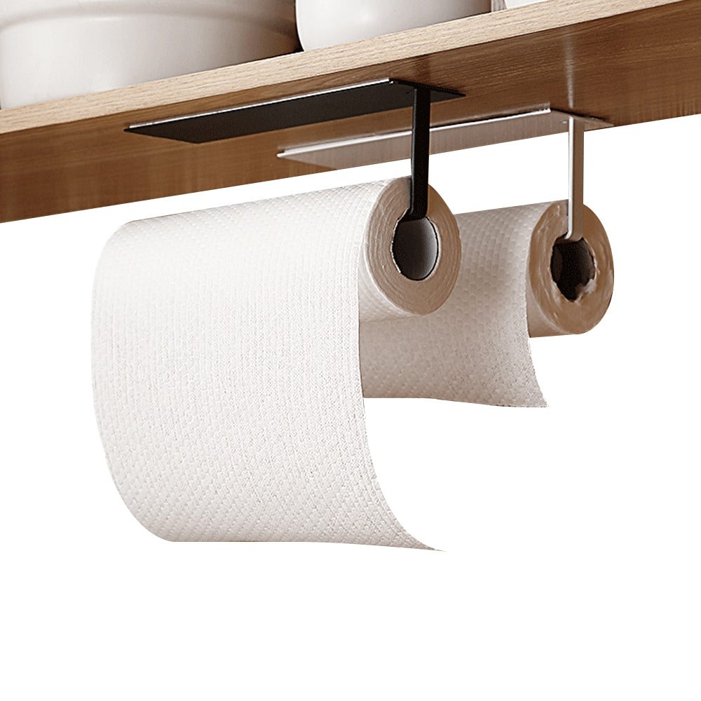 Wall Mount Paper Towel Holder with Self Adhesive for Kitchen - Black