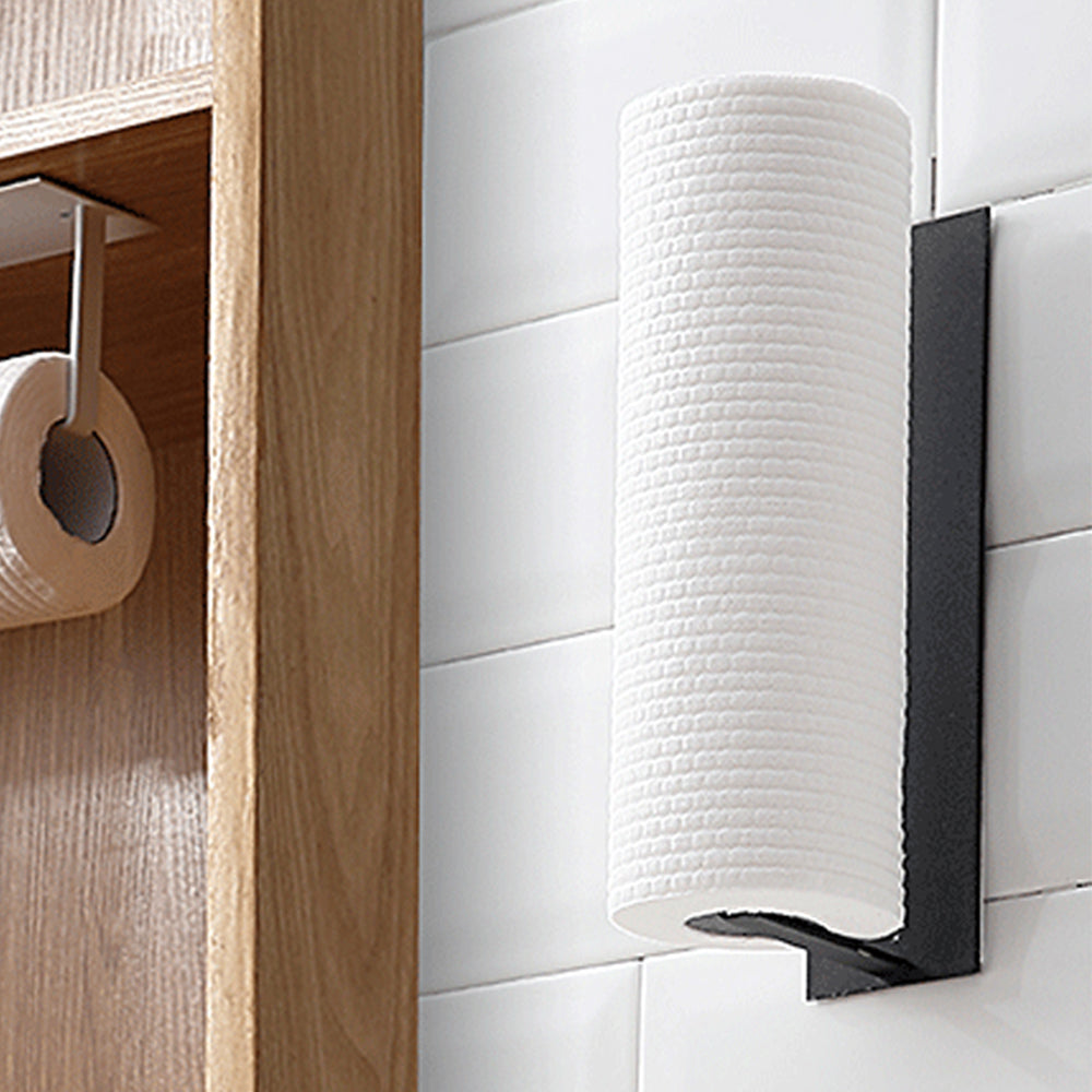 Wall Mount Paper Towel Holder with Self Adhesive for Kitchen - Black