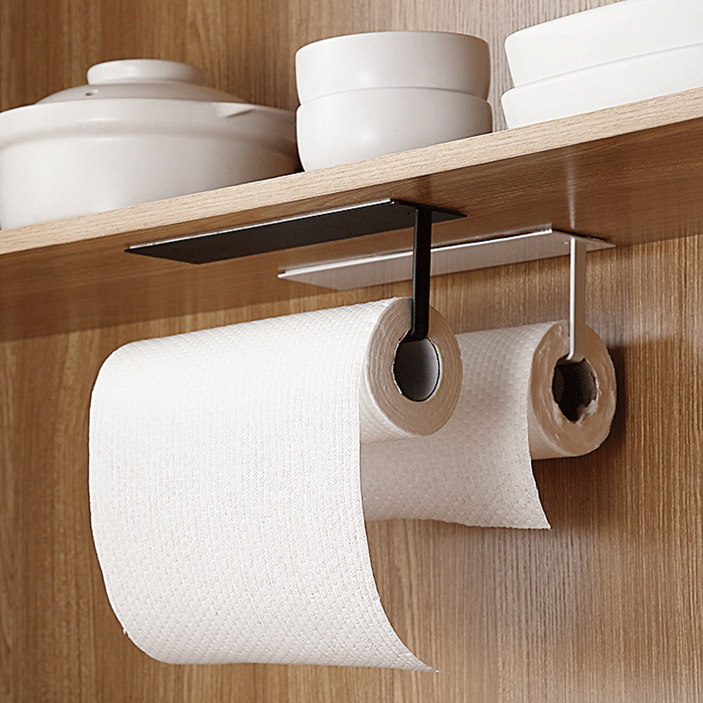 Wall Mount Paper Towel Holder with Self Adhesive for Kitchen - White