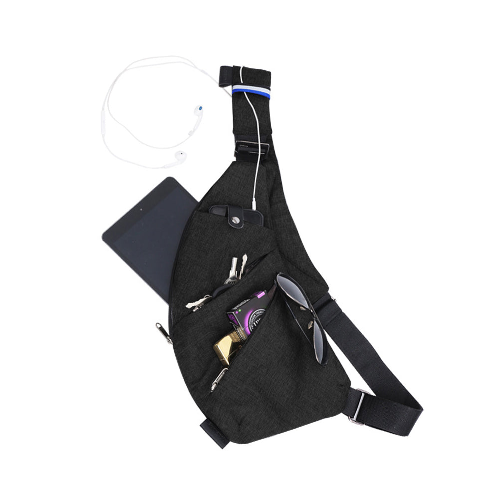 Multifunctional Anti-theft Sling Chest Pack Crossbody Bag - Black