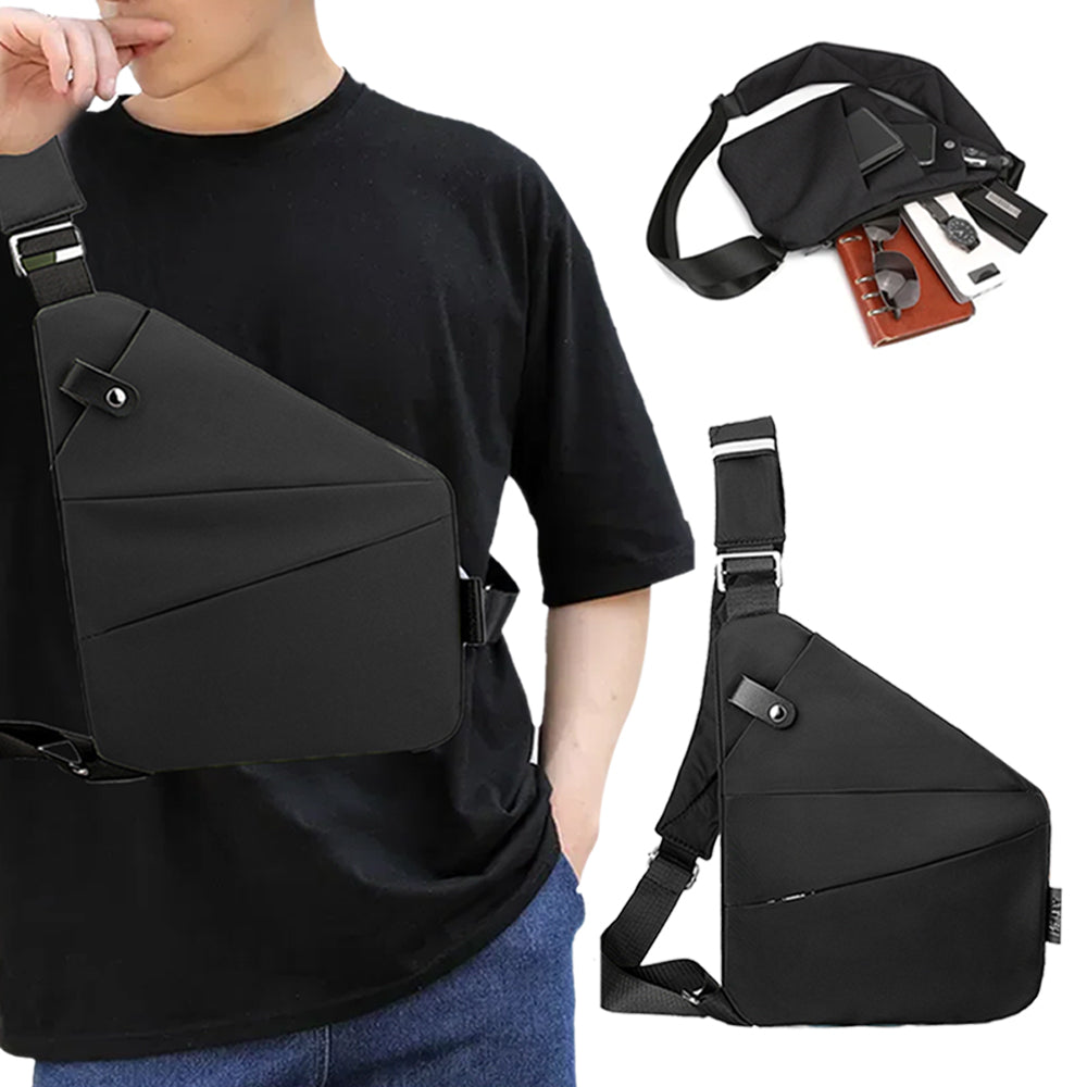 Anti-theft Sling Chest Pack Left Shoulder Bag - Black