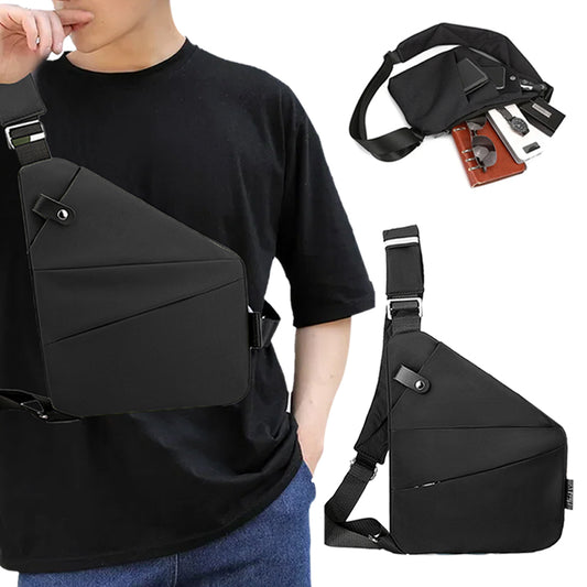 Anti-theft Sling Chest Pack Left Shoulder Bag - Black