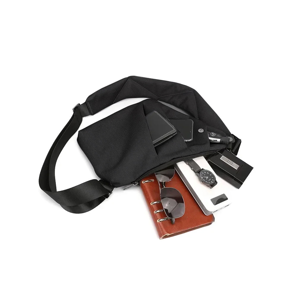 Anti-theft Sling Chest Pack Left Shoulder Bag - Black
