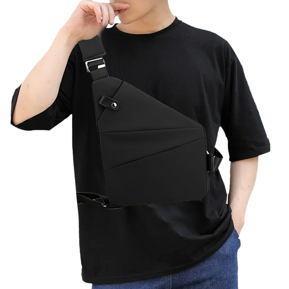 Anti-theft Sling Chest Pack Left Shoulder Bag - Black