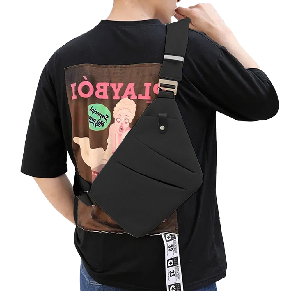 Anti-theft Sling Chest Pack Left Shoulder Bag - Black
