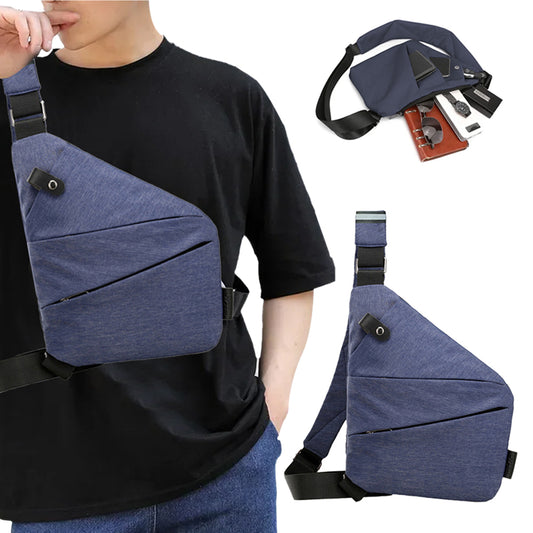 Anti-theft Sling Chest Pack Left Shoulder Bag - Blue