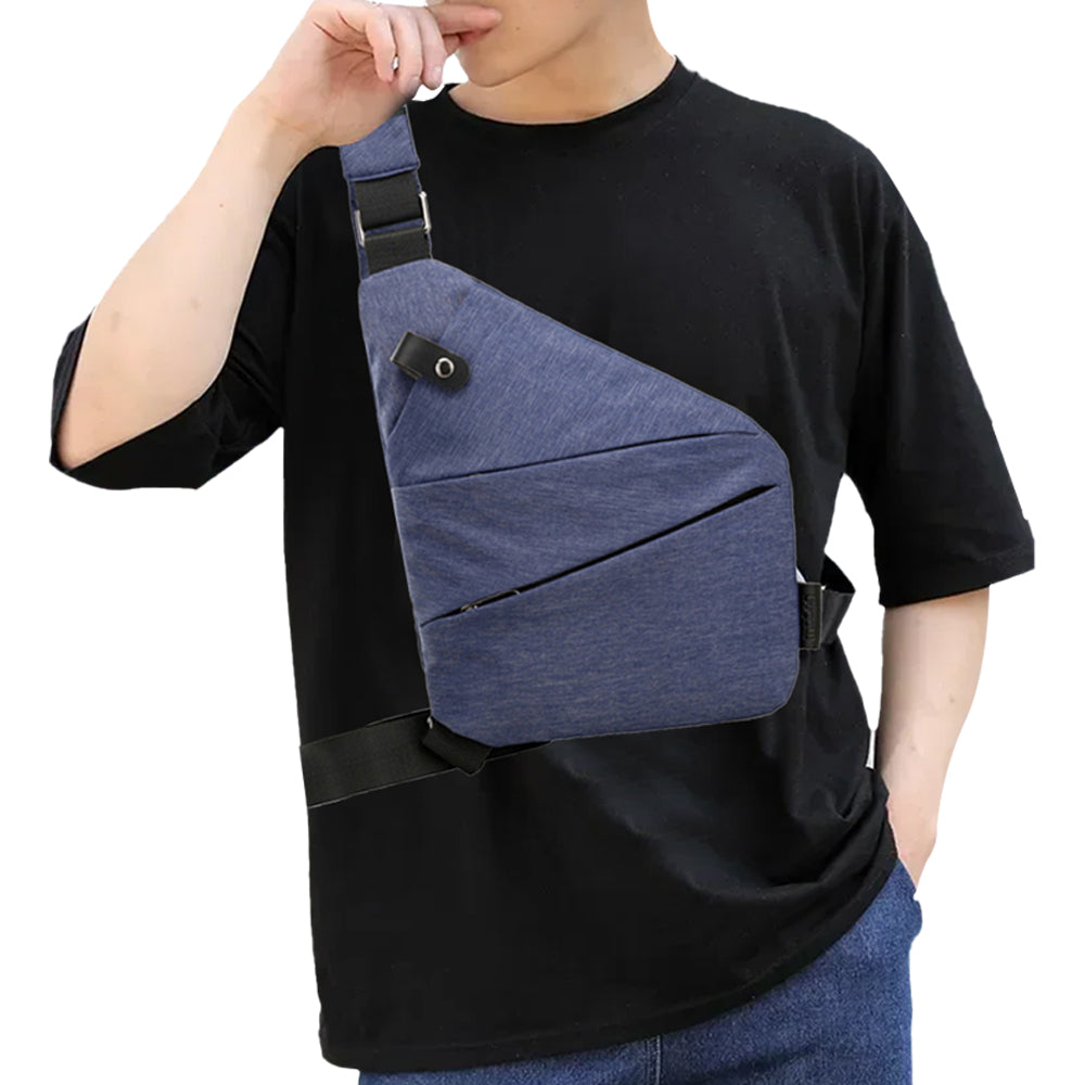 Anti-theft Sling Chest Pack Left Shoulder Bag - Blue