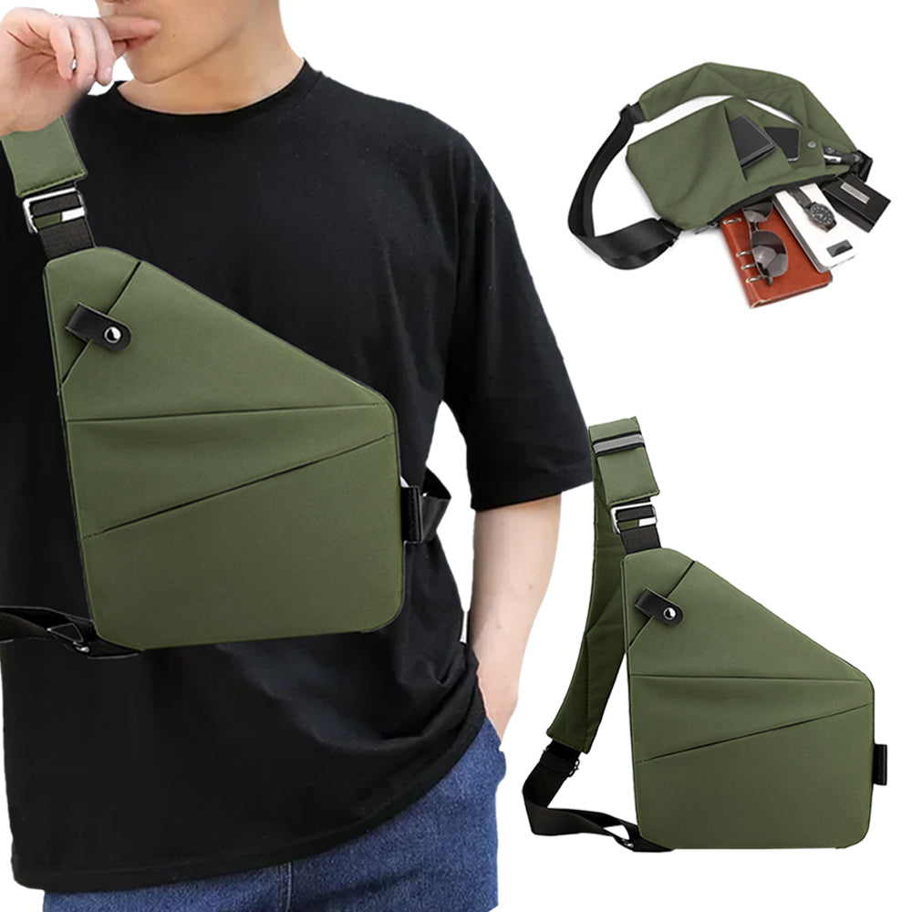 Anti-theft Sling Chest Pack Left Shoulder Bag - Green