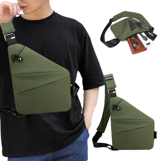 Anti-theft Sling Chest Pack Left Shoulder Bag - Green