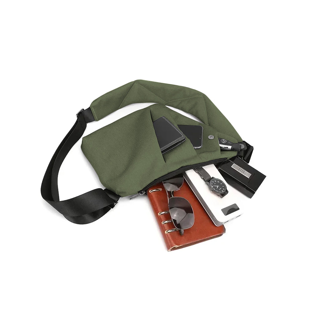 Anti-theft Sling Chest Pack Left Shoulder Bag - Green