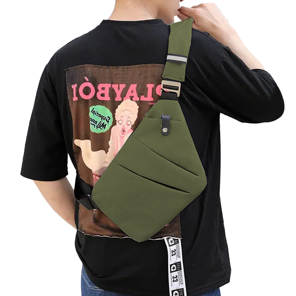 Anti-theft Sling Chest Pack Left Shoulder Bag - Green