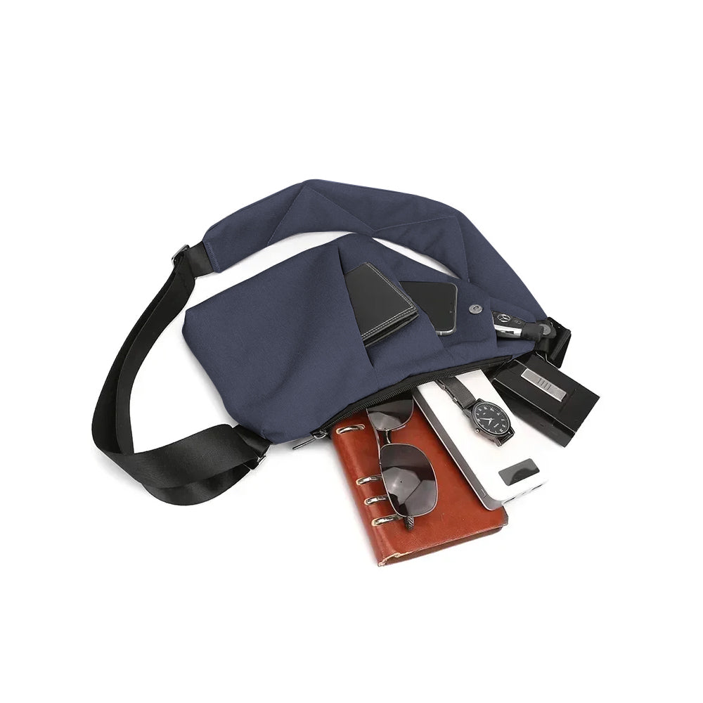Anti-theft Sling Chest Pack Right Shoulder Bag - Blue