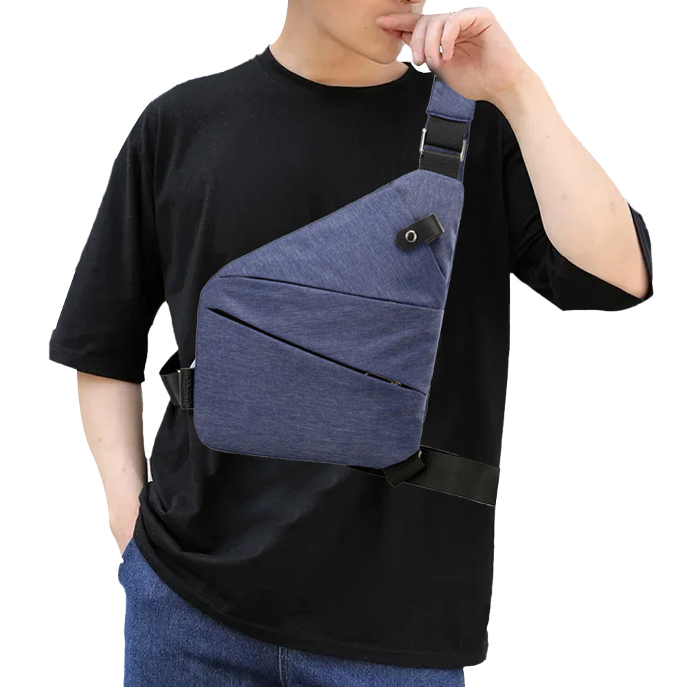 Anti-theft Sling Chest Pack Right Shoulder Bag - Blue