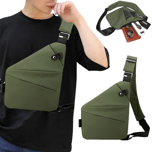 Anti-theft Sling Chest Pack Right Shoulder Bag - Green