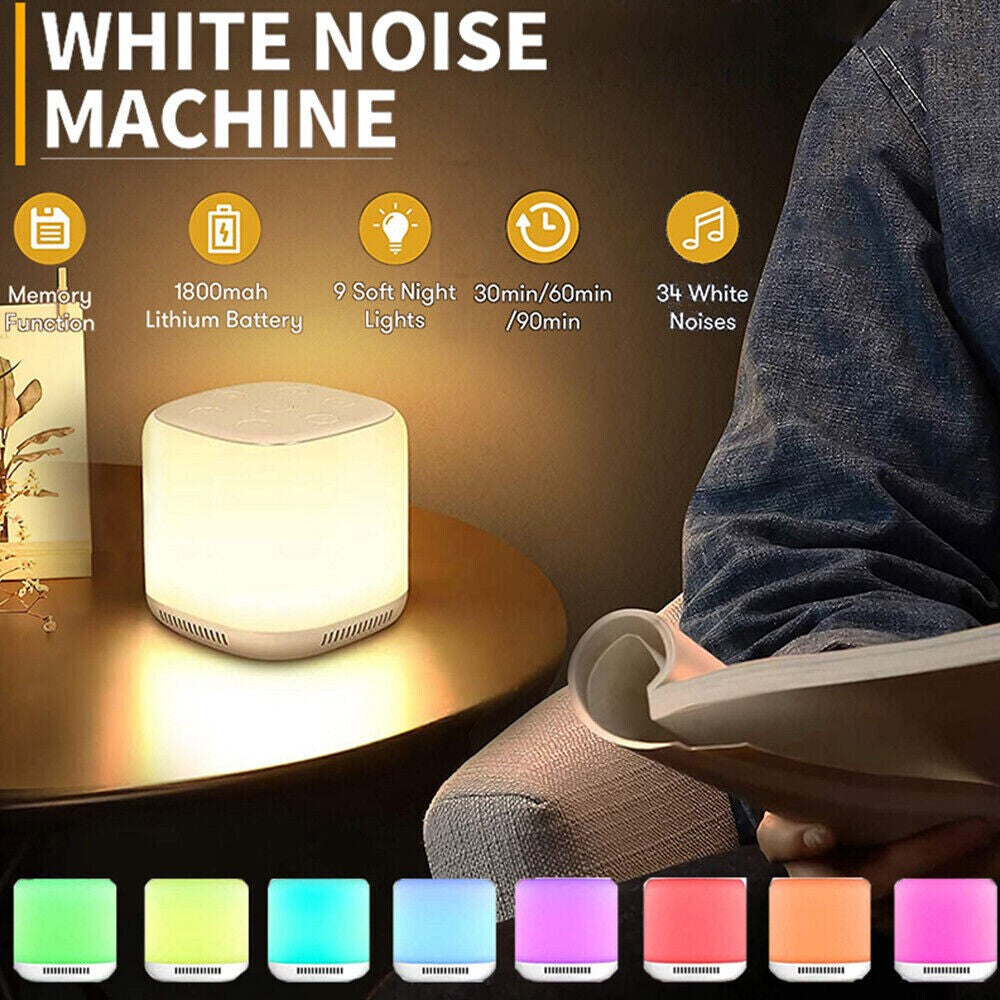 USB Rechargeable White Noise Sound Machine Sleep Aids Device with LED Light
