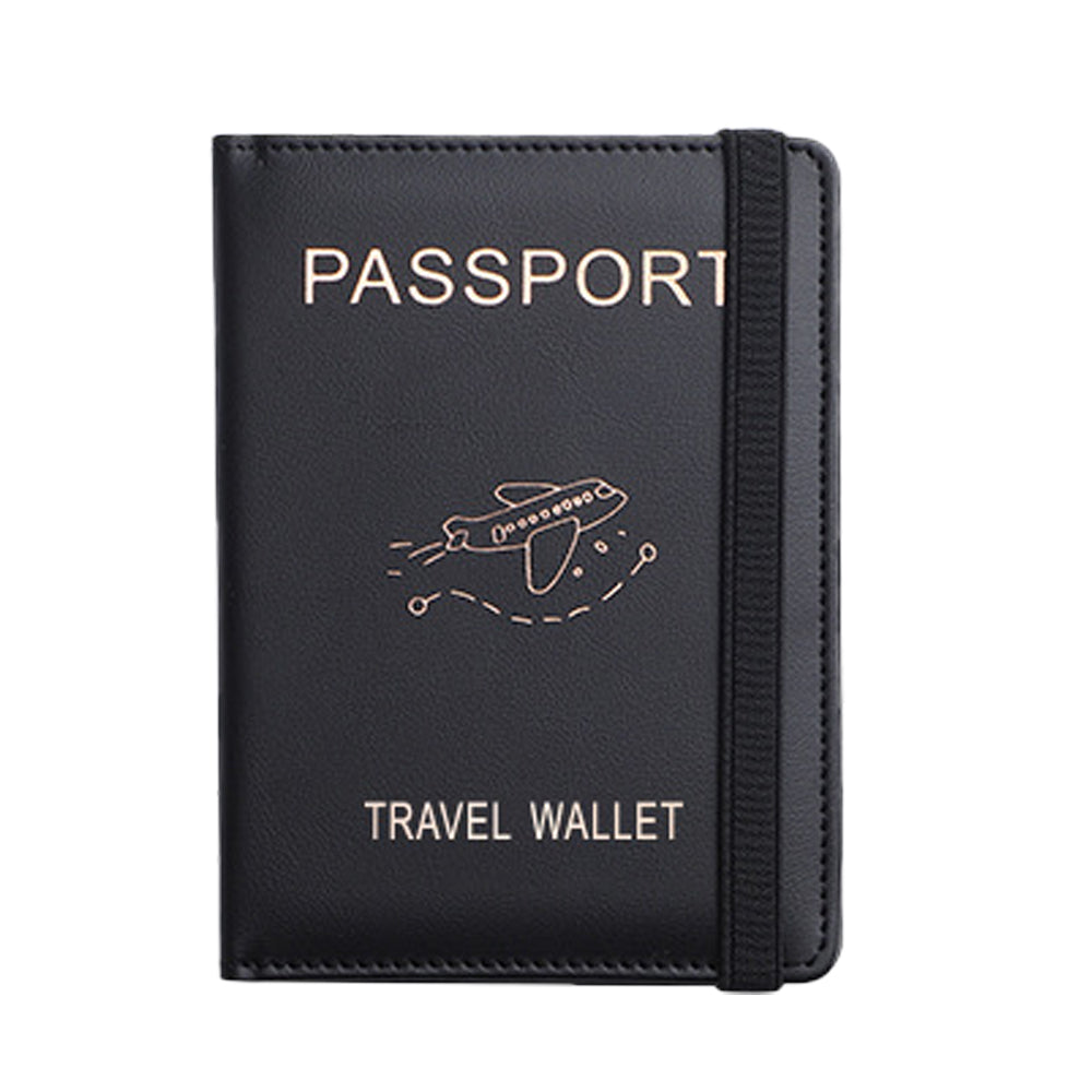 RFID Blocking Passport Holder for Travel Accessories Passport Purse Card - Black