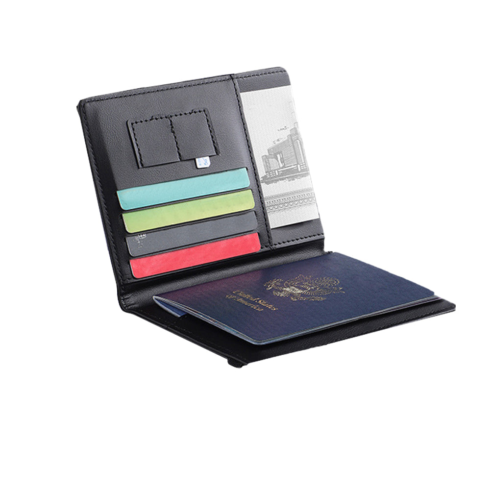 RFID Blocking Passport Holder for Travel Accessories Passport Purse Card - Black