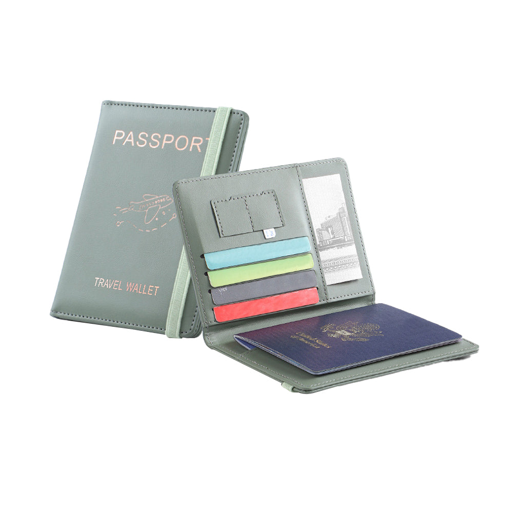 RFID Blocking Passport Holder for Travel Accessories Passport Purse Card - Green